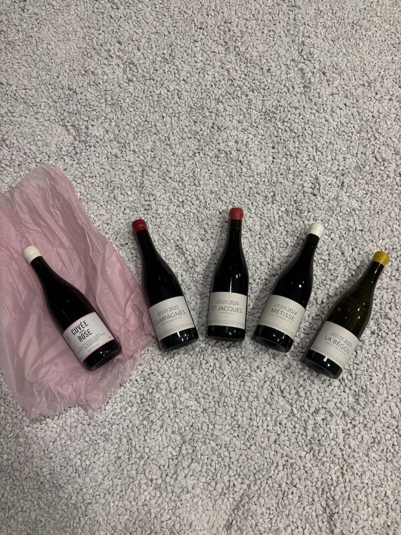 Cuvée Rose, Campagnès, Saint Jacques, Métisse y La Bégou de Maxime Magnon fotografiadas para nuestra Gazette