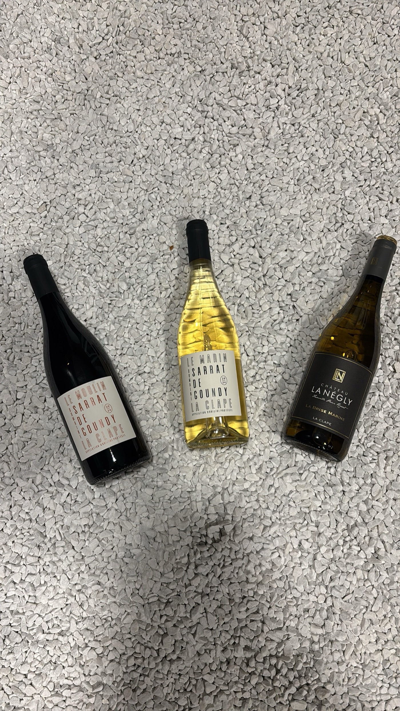 The La Clape arrivals: Sarrat de Goundy's Le Moulin and Le Marin, and Château La Négly's Brise Marine