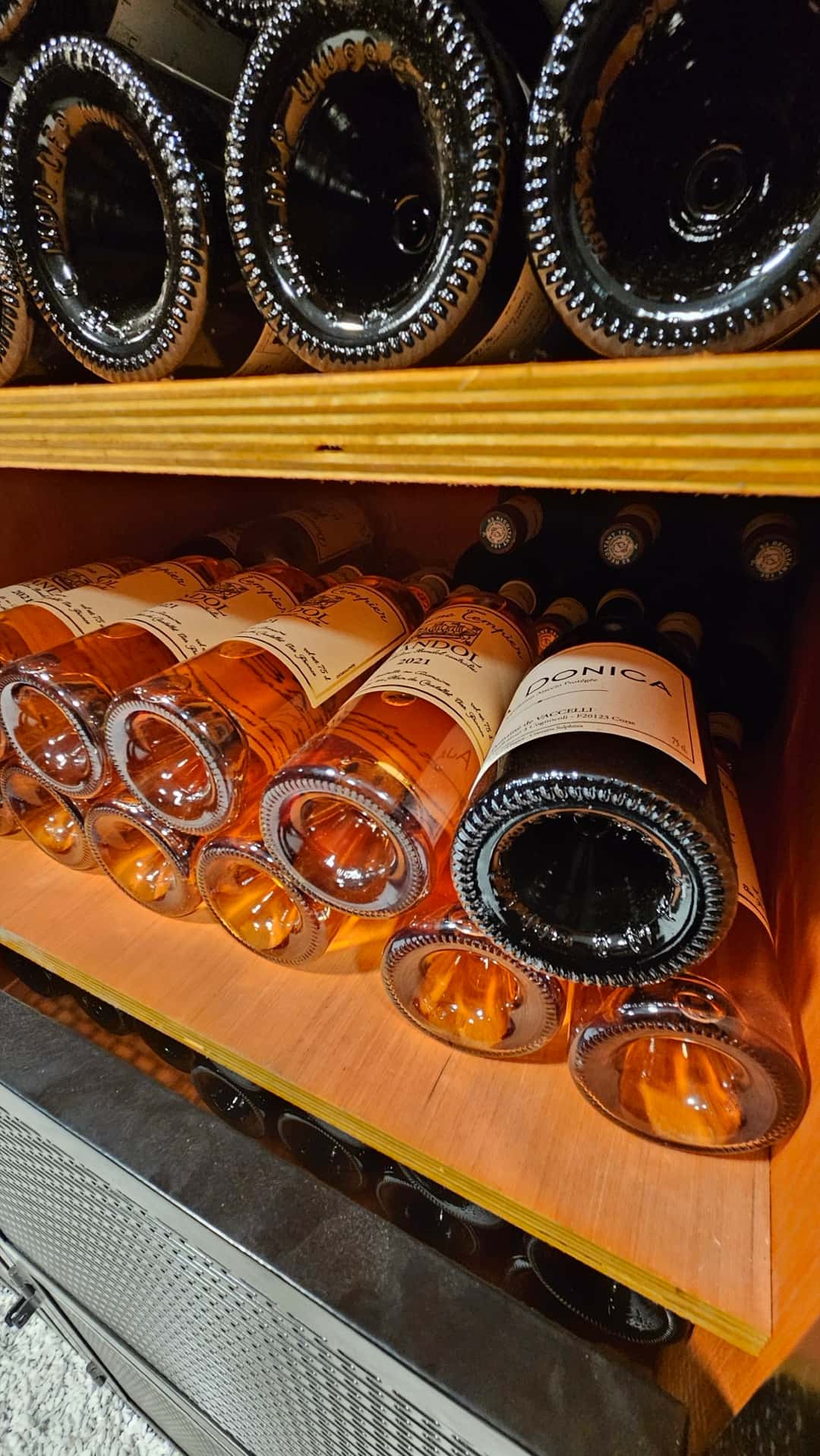 Rayonnage de bouteilles de vin dans la cave
